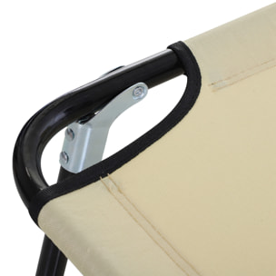 Conjunto de 2 Tumbonas Plegables Tumbonas de Jardín Reclinables con Respaldo Ajustable en 5 Niveles Carga 120 kg para Terraza Piscina 188x56x28 cm Beige