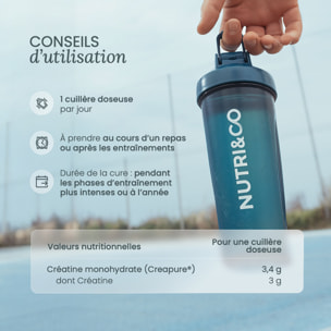 Nutri&Co Créatine Monohydrate Creapure® 100% Pure - Poudre 300g Goût Neutre