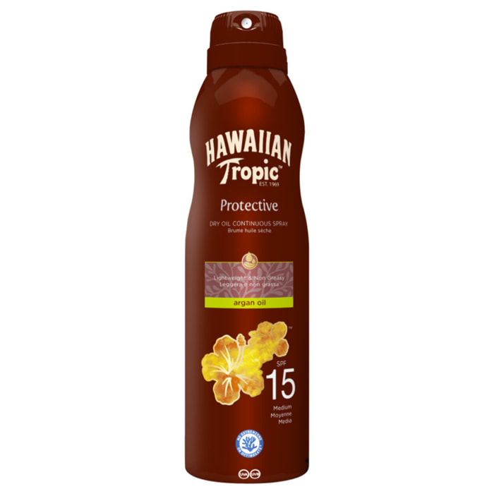 Lot de 2 - Hawaiian Tropic Brume d'huile sèche à l'argan SPF 15