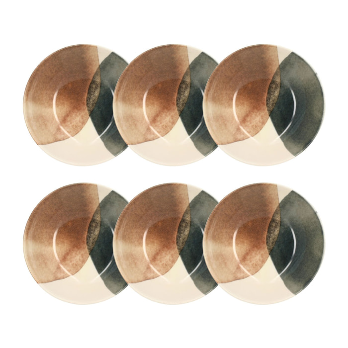 Lot de 6 assiettes creuses en grès 20cm GAIA