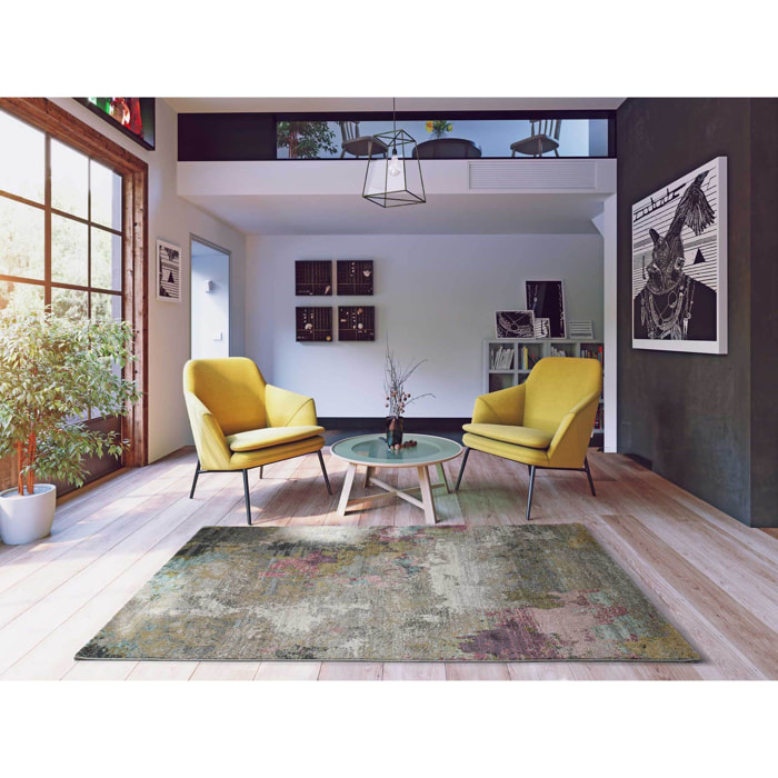 AMIRA Alfombra abstracta de pelo corto multicolor, varias medidas disponibles