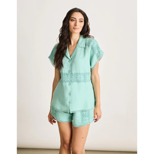 Camisa Manga Corta Turquesa - Buna