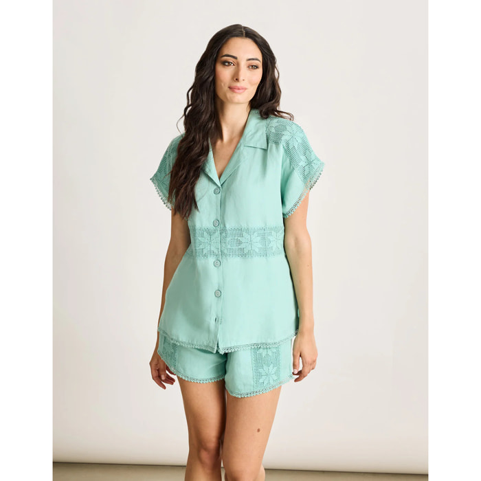 Camisa Manga Corta Turquesa - Buna