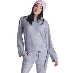 Felpa da donna girocollo laccetti Sequins