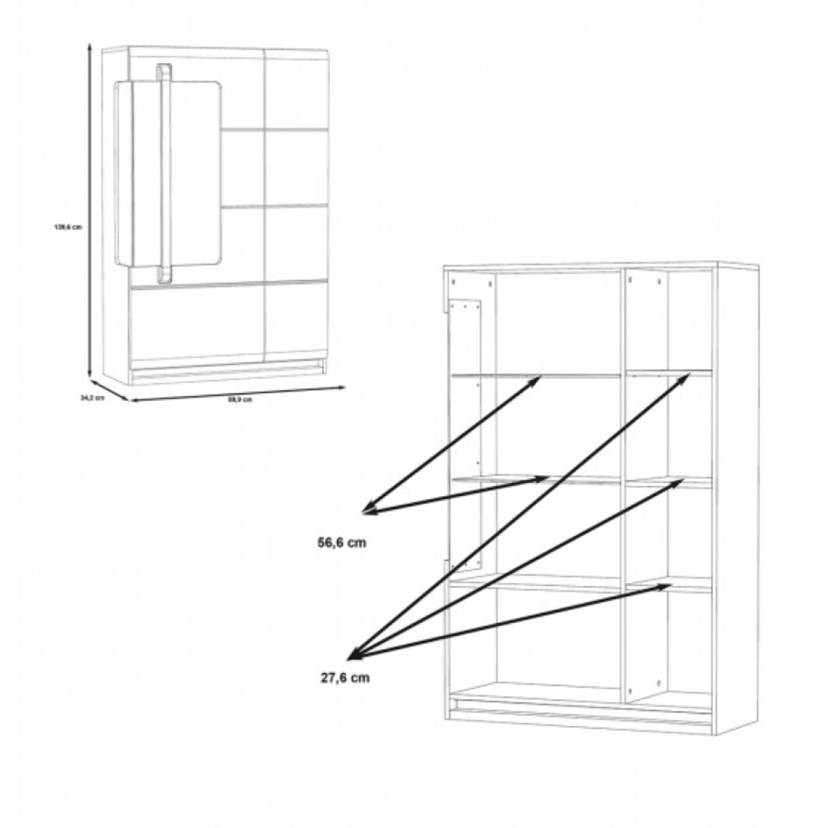 Vitrine 1 porte Blanc Laqué - SENSATION