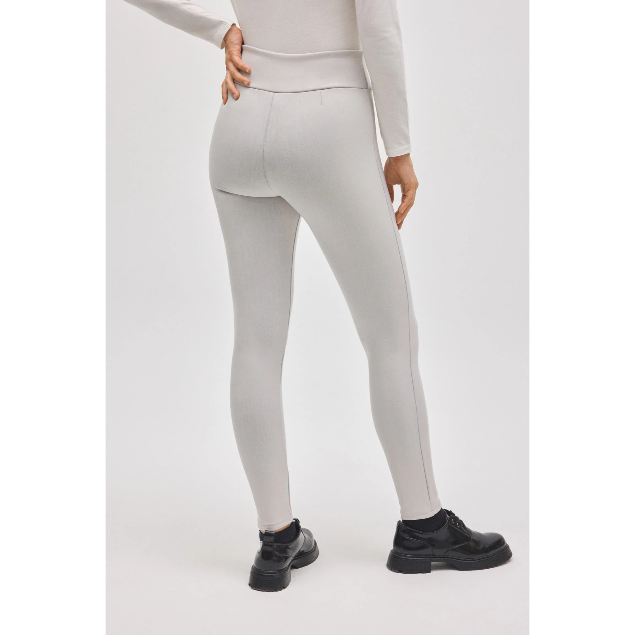 Leggings termici effetto pelle avorio