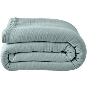 Housse de couette 100% gaze de coton lavé bleu givrée