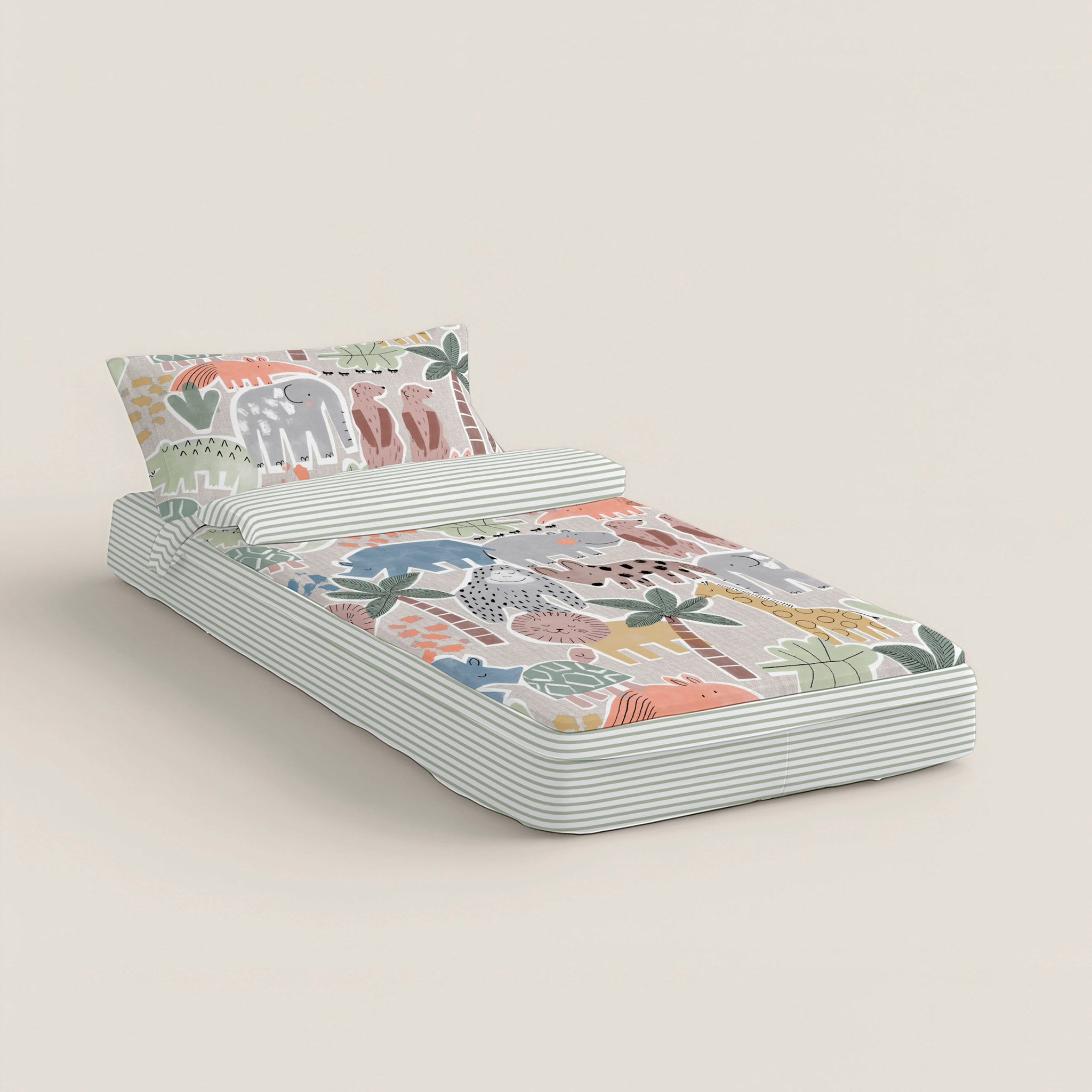Saco Nórdico Estampado - Infantil - 100% Algodón - Sin relleno - Incluye 1 Funda de Almohada - Manila