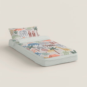 Saco Nórdico Estampado - Infantil - 100% Algodón - Sin relleno - Incluye 1 Funda de Almohada - Manila
