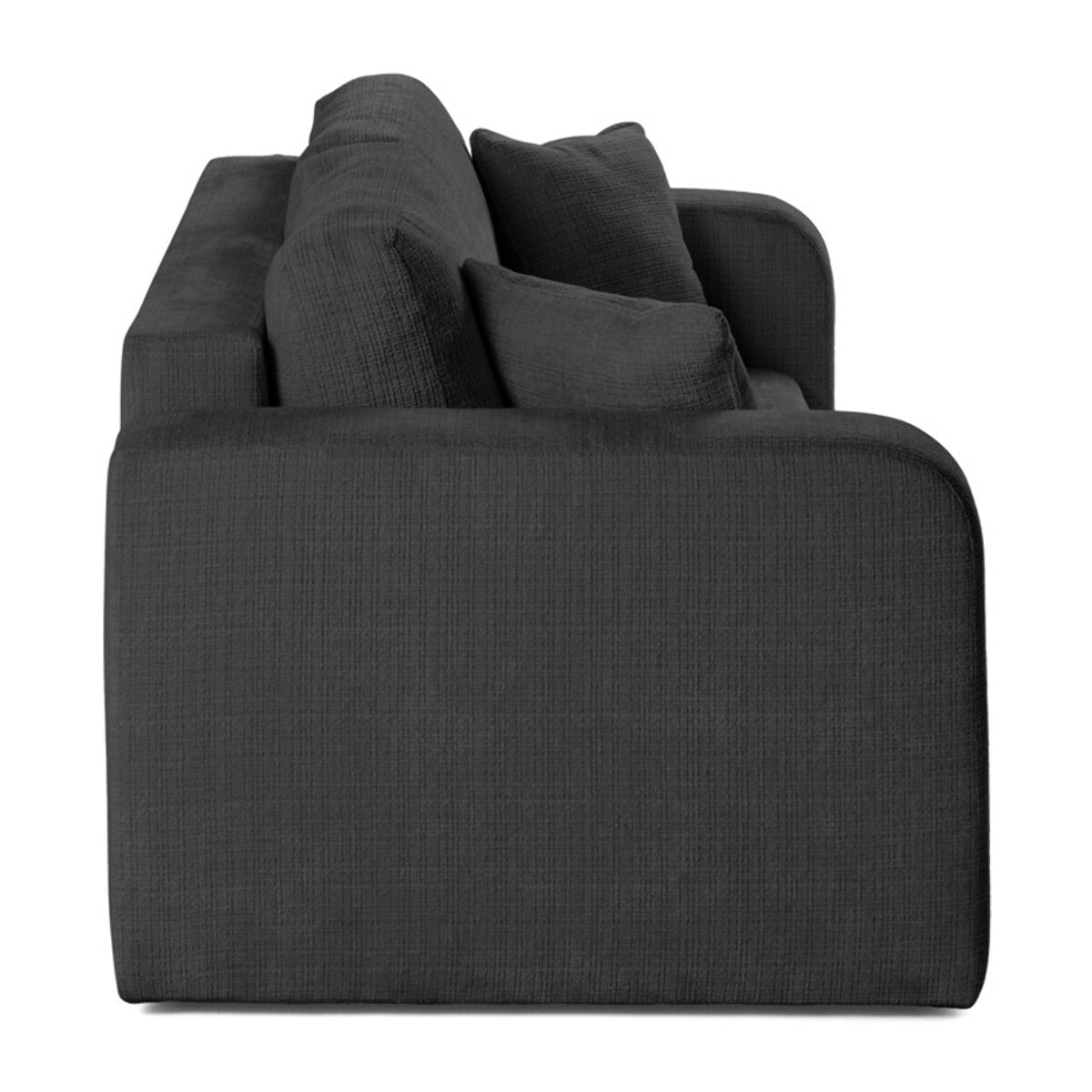 Miro - canapé droit 2 places - en velours texturé - Gris Anthracite
