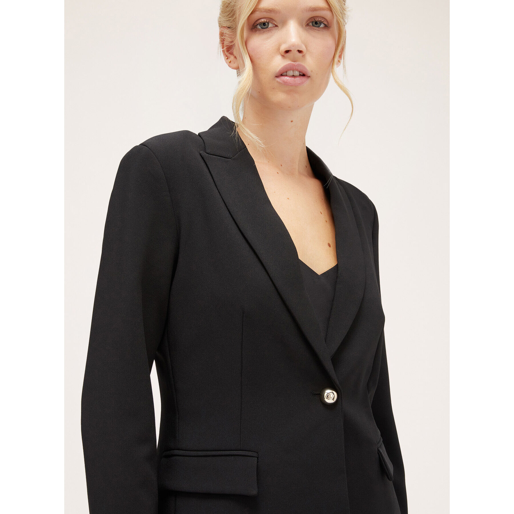 Motivi - Blazer de botonadura simple de crepé - Negro