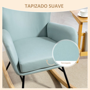 Mecedora Tapizada en Tejido Técnico Silla Mecedora con Patas de Madera de Haya Respaldo con Diseño Curvo y Reposabrazos Mecedora para Lactancia Carga 150 kg para Dormitorio Salón Verde Claro