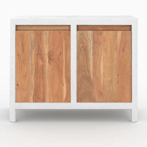 Petit buffet en béton blanc cassé et bois d'acacia - Tierra