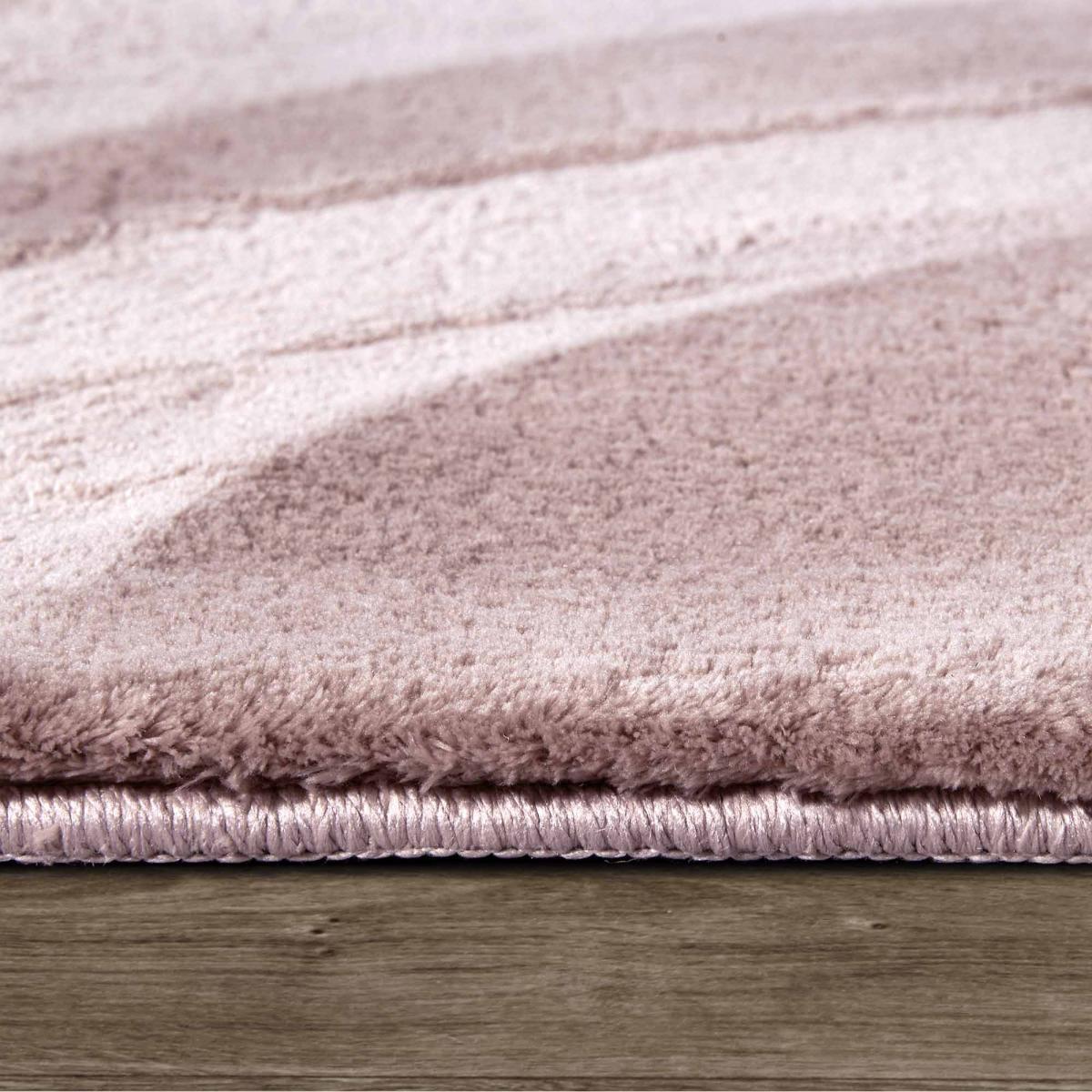 Tapis salon faux uni poils ras, tissé polyester confortable, anano