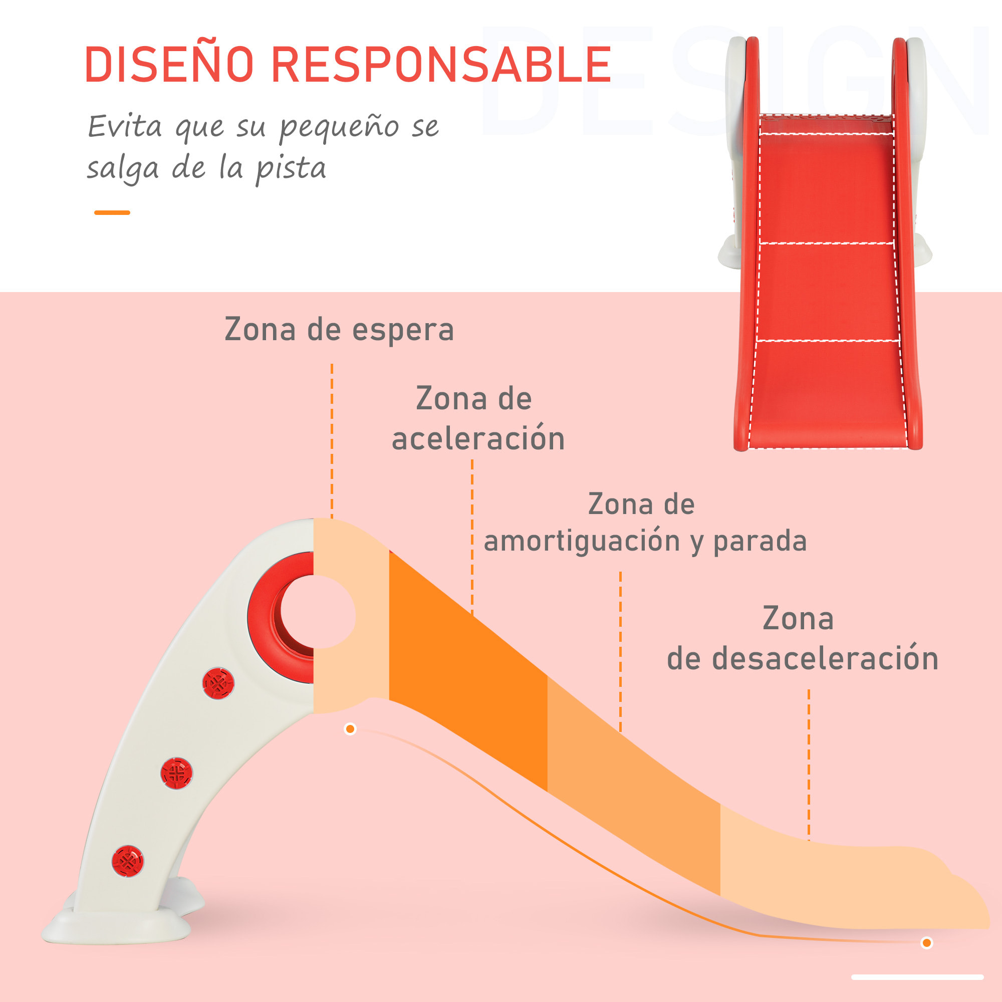 Tobogán Infantil con Escalera y Rampa Rojo