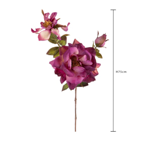 Rosa Aperta per 3 75 Cm - Pezzi 3 - 18X75X10cm - Colore: Viola - Bianchi Dino - Fiori Artificiali