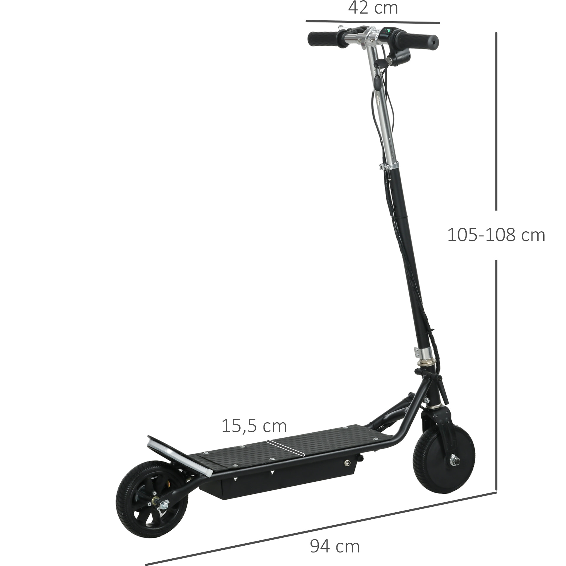 Trottinette électrique 150 W pliable réglable enfant 7-14 ans 14 Km/h max. autonomie 8 Km max. noir