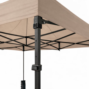 Gazebo Professionale 3x4.5 M Richiudibile Automatico In Acciaio E Telo Oxford 1200D PVC Impermeabile Anti UV Struttura a Fisarmonica e Sacche Tortora