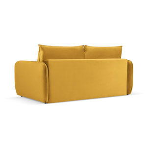 Canapé convertible "Vienna" 2 places en velours jaune