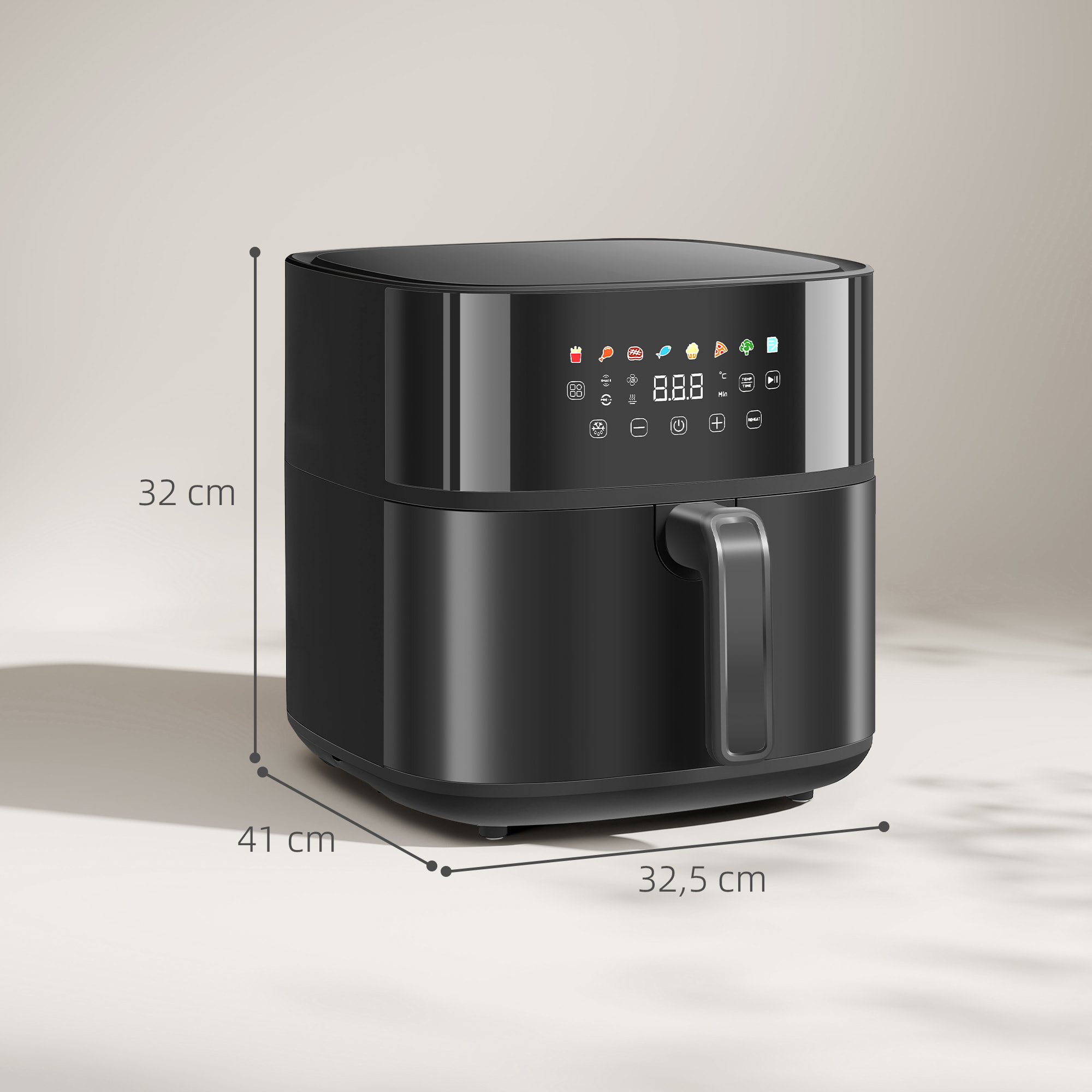 Friteuse à air friteuse sans huile air fryer 1700W 8L 8 prog. écran tactile LED multifonction noir