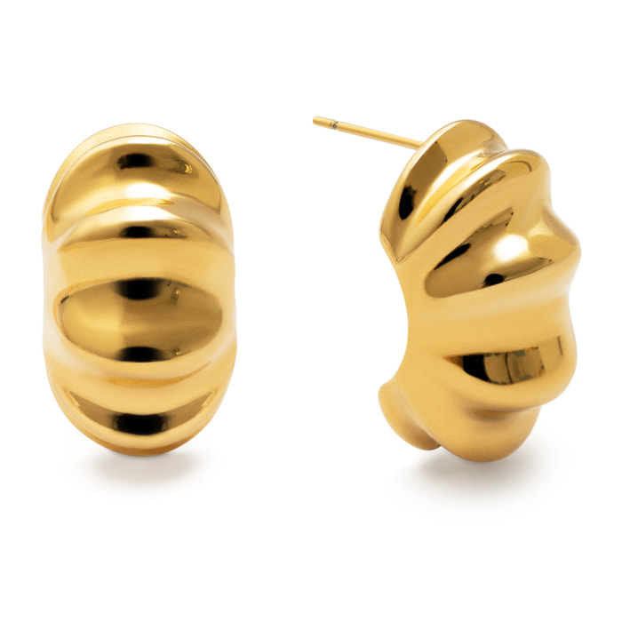 Pendientes Aro Puff Acero Baño Oro