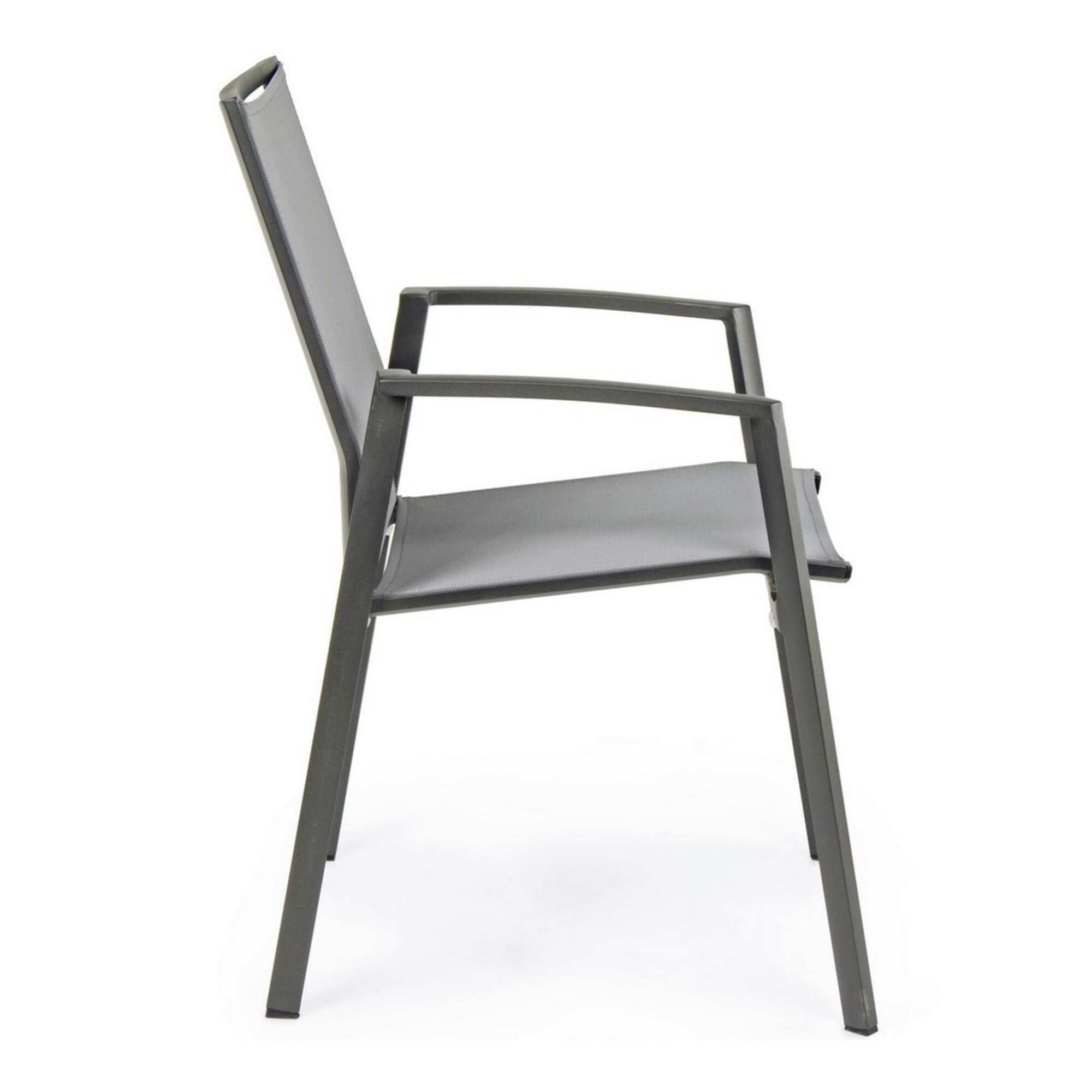 Set 4 sedie da giardino ZARAGOZA in textilene e alluminio antracite, impilabili