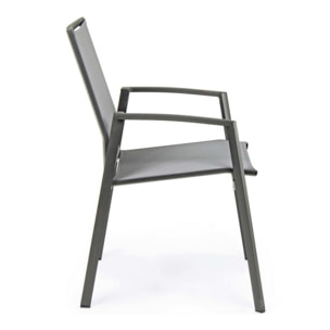 Set 4 sedie da giardino ZARAGOZA in textilene e alluminio antracite, impilabili