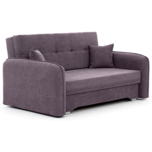 Michelle - canapé droit 3 places convertible avec coffre en velours - Violet