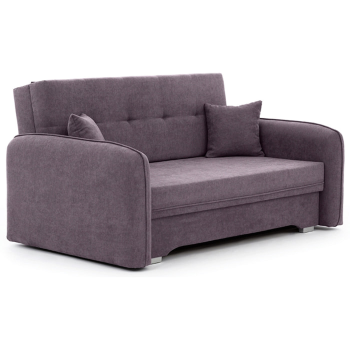 Michelle - canapé droit 3 places convertible avec coffre en velours - Violet