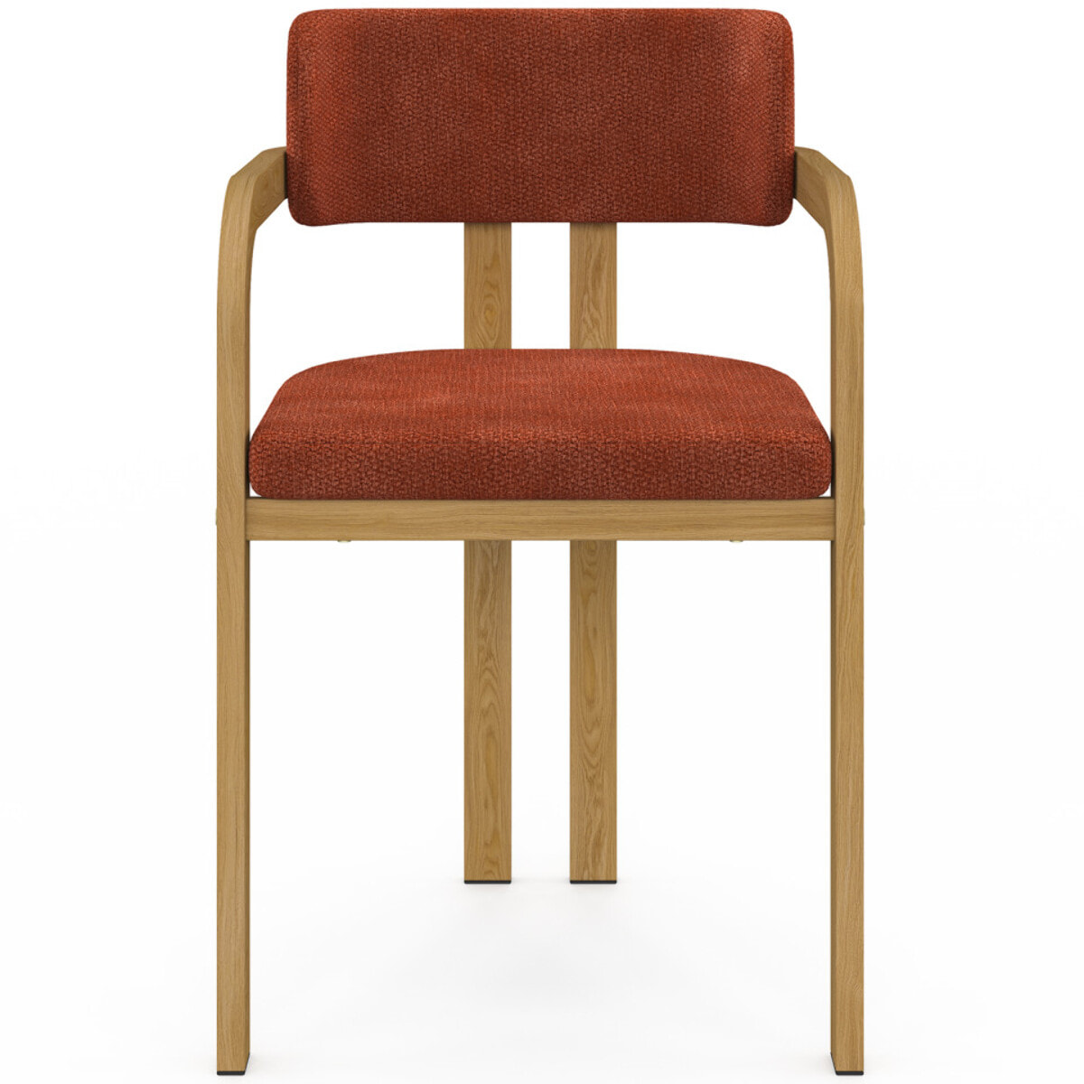 Chaises Elsa avec accoudoirs tissu chenille terracotta pieds effet bois - lot de 4