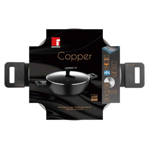 cacerola baja ø28cm 4,2l con tapa en aluminio forjado color negro