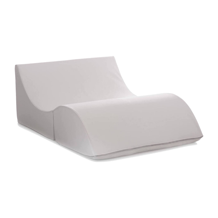 Letto pieghevole Amorina, Pouf trasformabile in letto matrimoniale, Chaise longue in ecopelle, 100% Made in Italy, 100x200h70 cm, Bianco