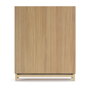 Zapatero Lofoten melamina roble dorado puertas impresión vallado 112x90x27cm