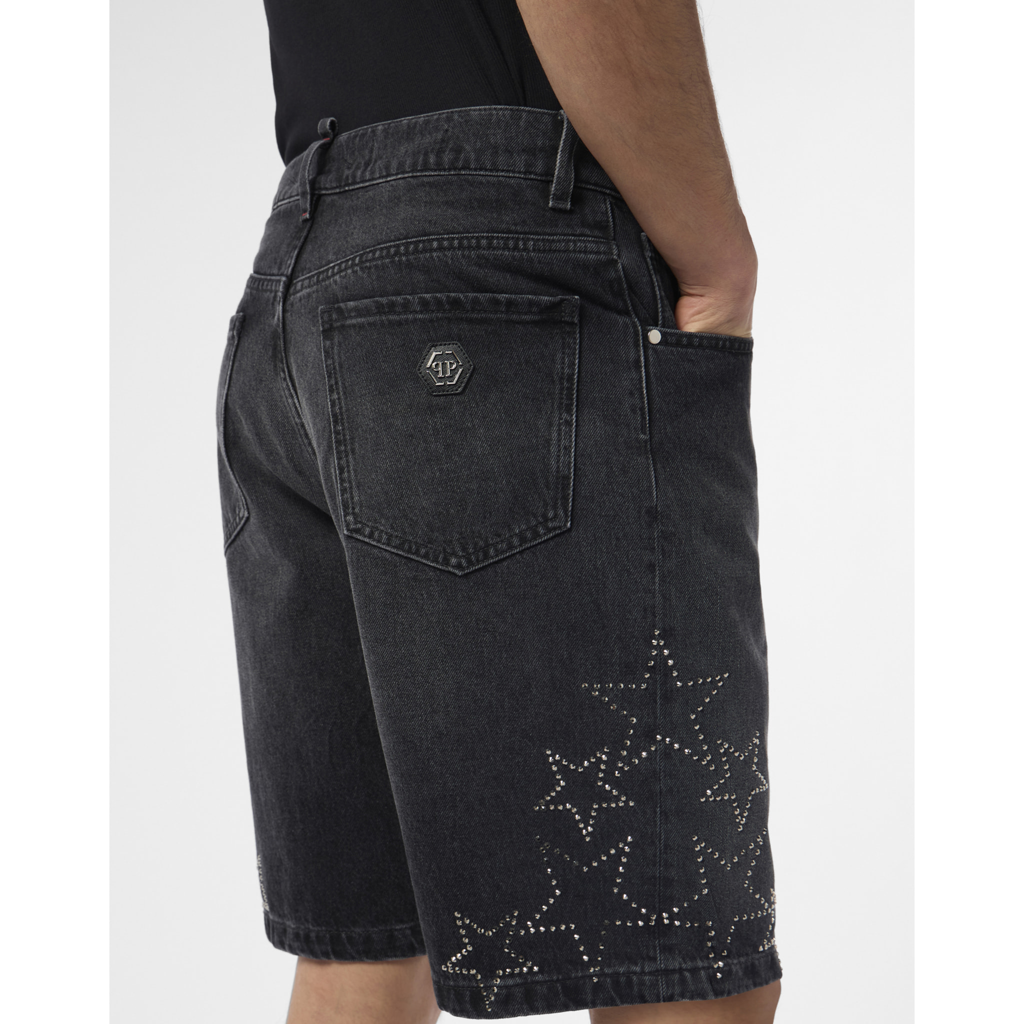 PHILIPP PLEIN Denim Shorts Stars Strass