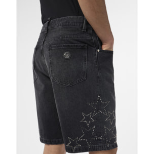 PHILIPP PLEIN Denim Shorts Stars Strass
