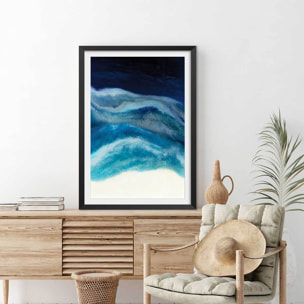 Poster abstrait blue crawling Affiche + cadre en bois - Noir