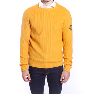 Girocollo finezza 5 taglio raglan e logo su manica
