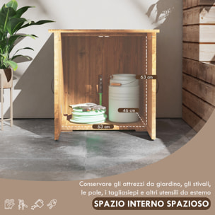 Outsunny Casetta da Giardino in Legno a 2 Ante con Maniglie in Stile Country, 77x55x72 cm, Marrone