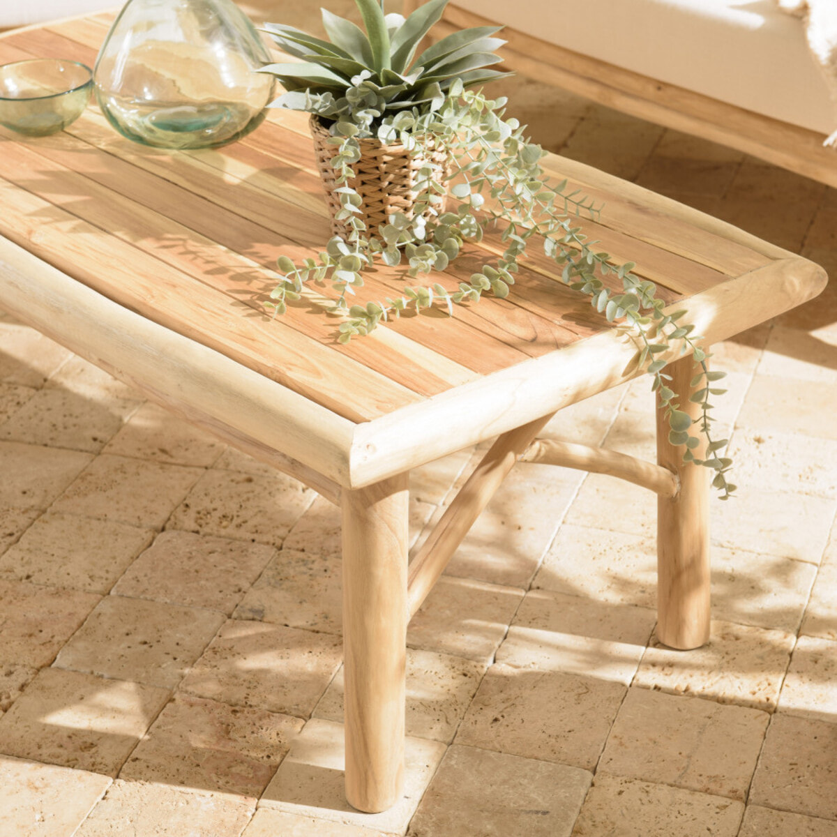 WILL - Table basse rectangulaire MADURA en branches de teck naturel