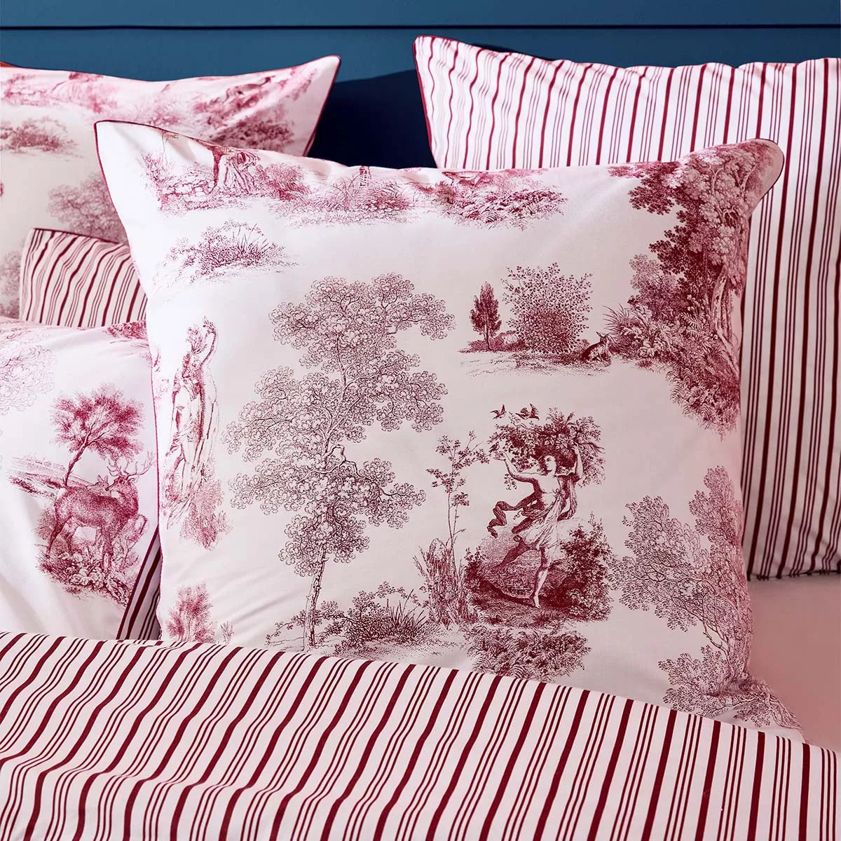 Taie d'oreiller percale de coton 115 g/m² imprimé rouge Poesie rosso