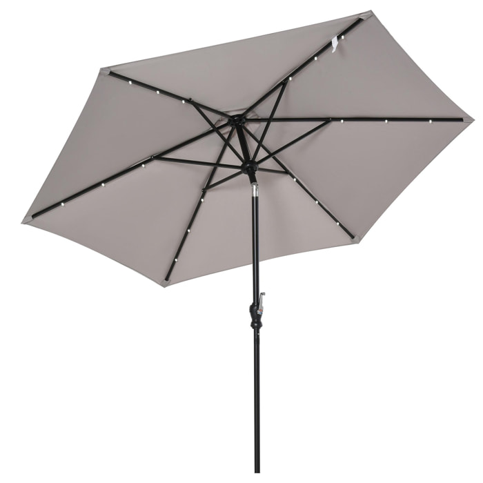 Parasol lumineux hexagonal inclinable dim. 2,68L x 2,68l x 2,4H m parasol LED solaire métal polyester haute densité gris