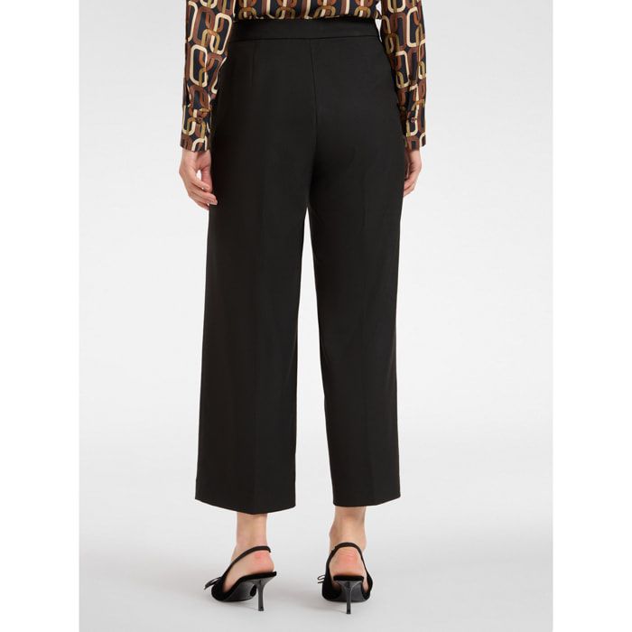 Elena Mirò - Pantaloni cropped in flanella stretch - Nero