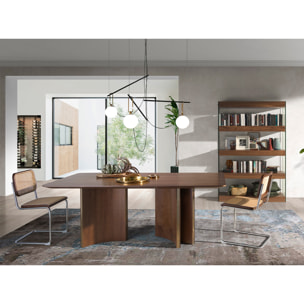 Mesa comedor Angel Cerdá rectangular con tapa fija de madera chapada en nogal natural 200x100x76cm