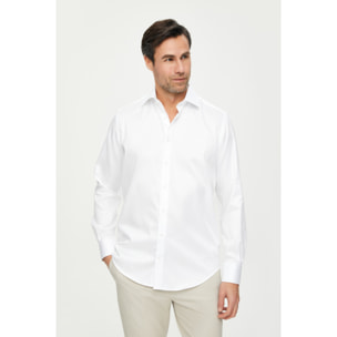 Camicia Uomo 1 Bottone Francese Slim Twill No iron Bianco