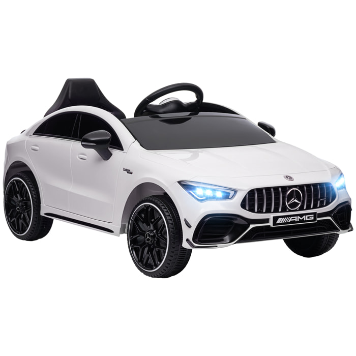 Voiture électrique enfant Mercedes CLA 45S AMG - 12V, 2 moteurs, 5Km/h max. - télécommande - nombreux effets - blanc