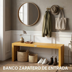 Banco de Jardín de Madera, 110 cm, Banco Exterior Rústico de 2 Plazas con Asiento de Listones, Carga 240 kg, para Patio, Porche, Parque, Balcón, Natural