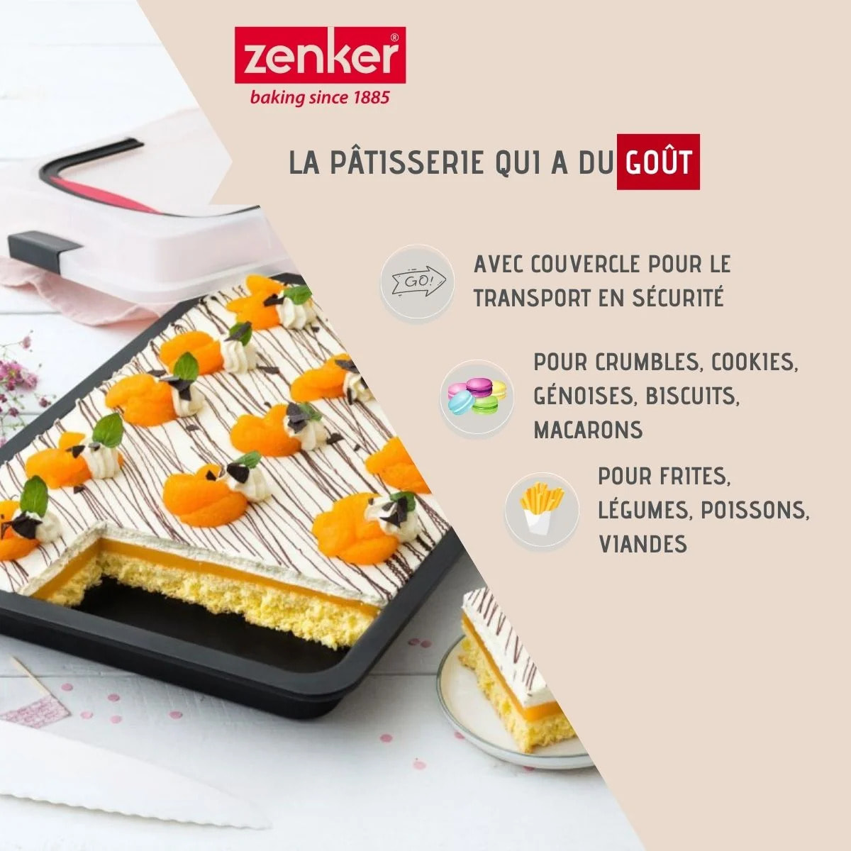 Ensemble de 2 Plaques de cuisson 42 x 29 cm avec couvercle Zenker Special To Go