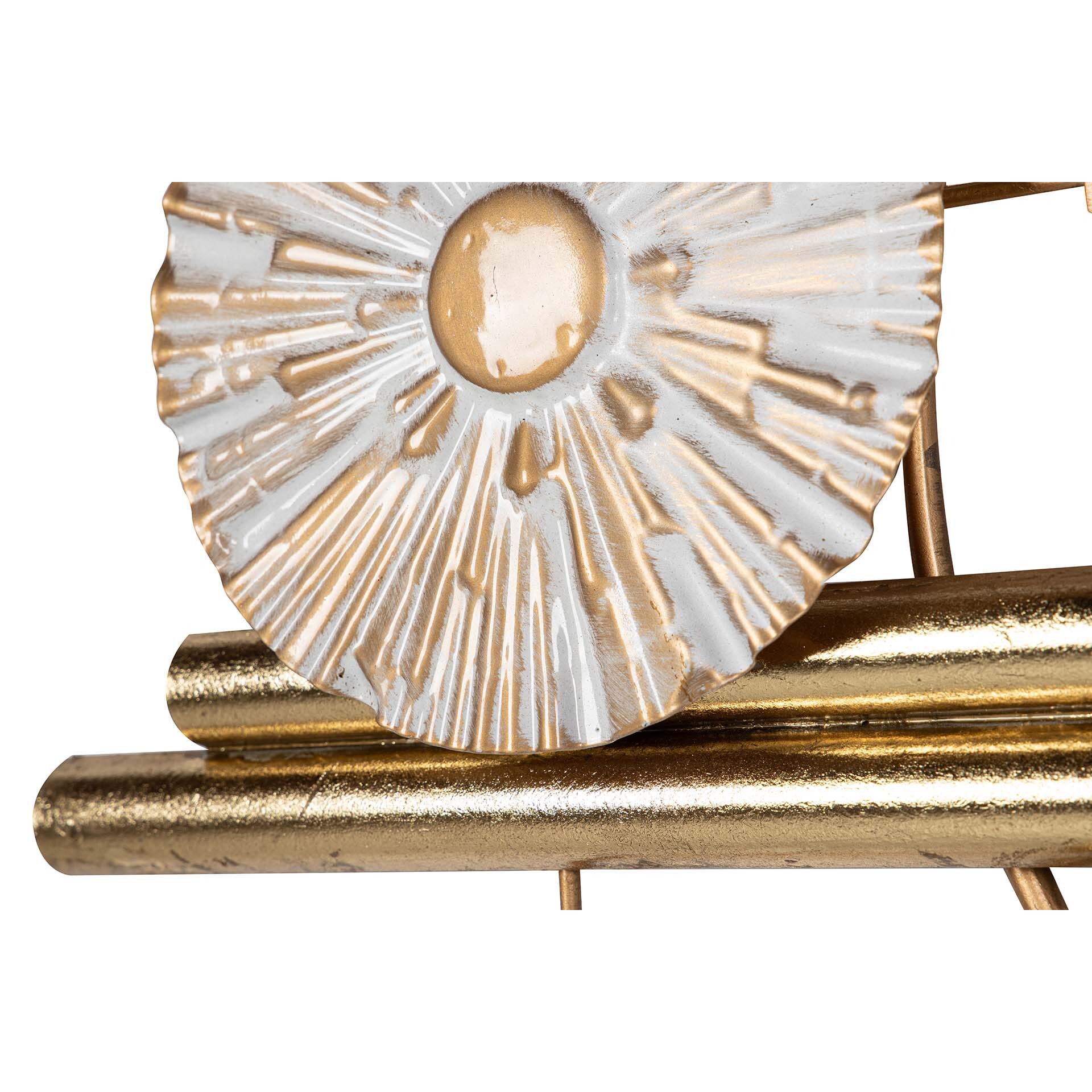 Adorno Pared Metal Blanco Marrón 91x5x50 Cm