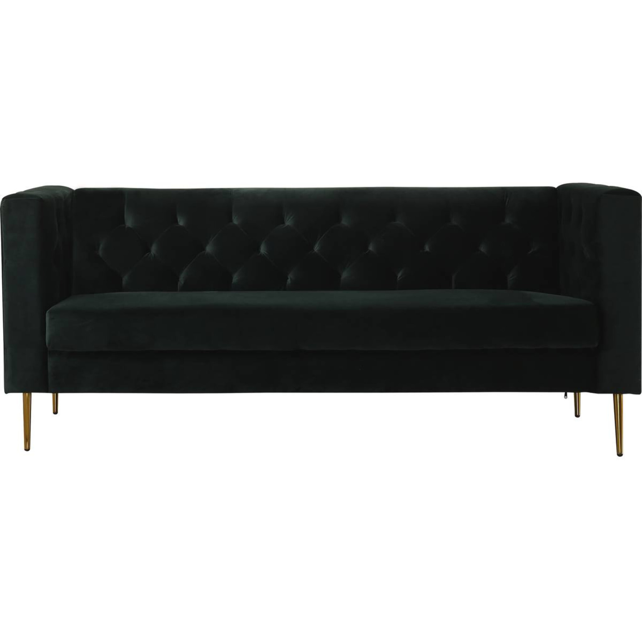 Canapé fixe en velours "Bruce" - 196 x 76 x 82 cm - 3 places - Vert foncé