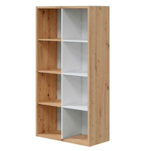 Libreria Cubi 8 Vani Modulare Mobile Moderno Per Libri Installabile In Verticale O Orizzontale Soggiorno Ufficio 71.5 x 137 x 33 Cm Rovere e Bianco